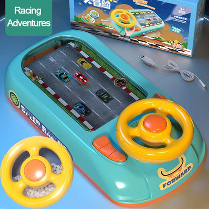 Kids Racing Steering Wheel Driving Toy Vehicle Electronic Simulation Adventure Desktop Game Simulated Driving Toys for Kids Gift