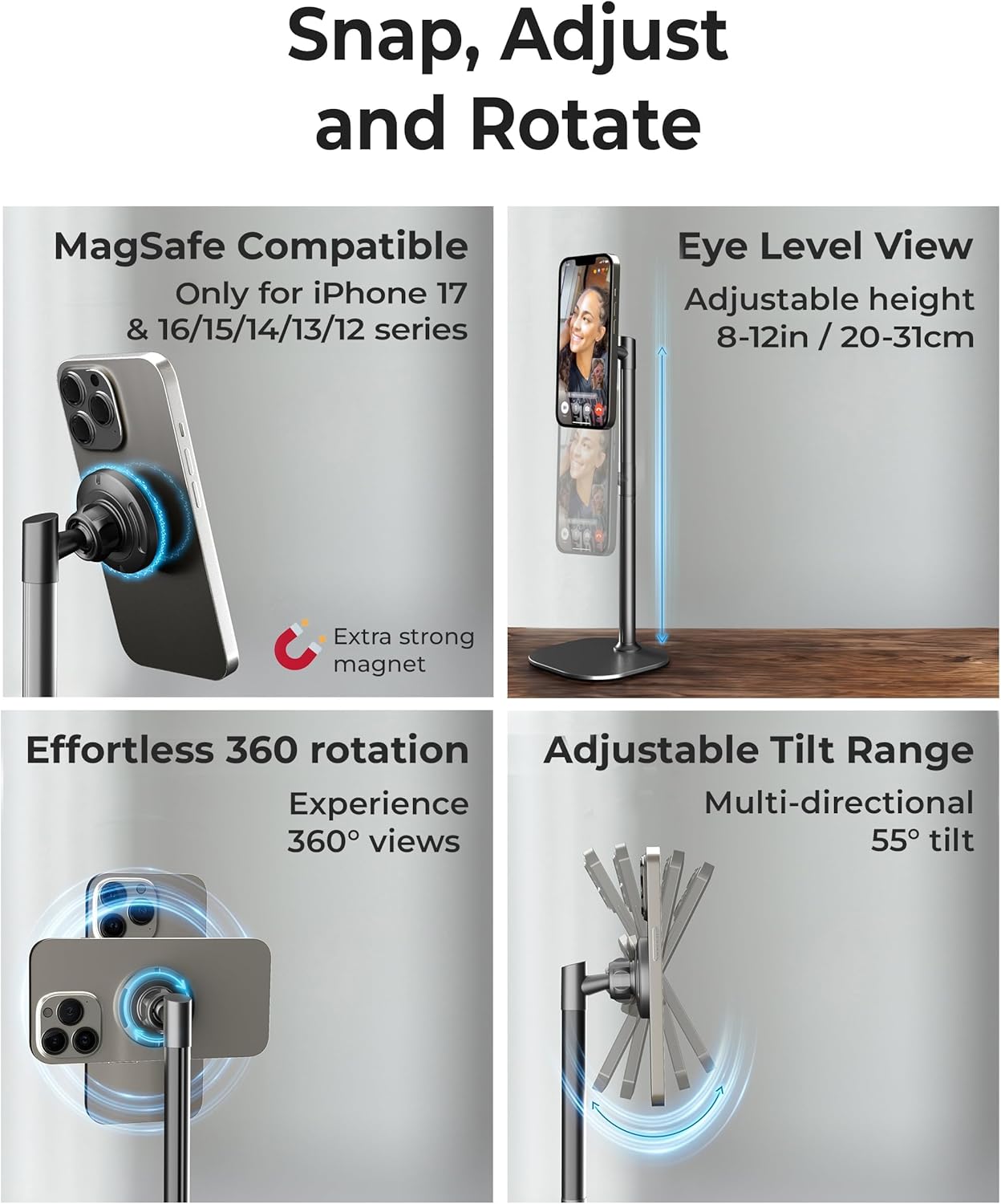 Magstand Adjustable Phone Stand For Desk Foldable Magnetic Iphone Holder