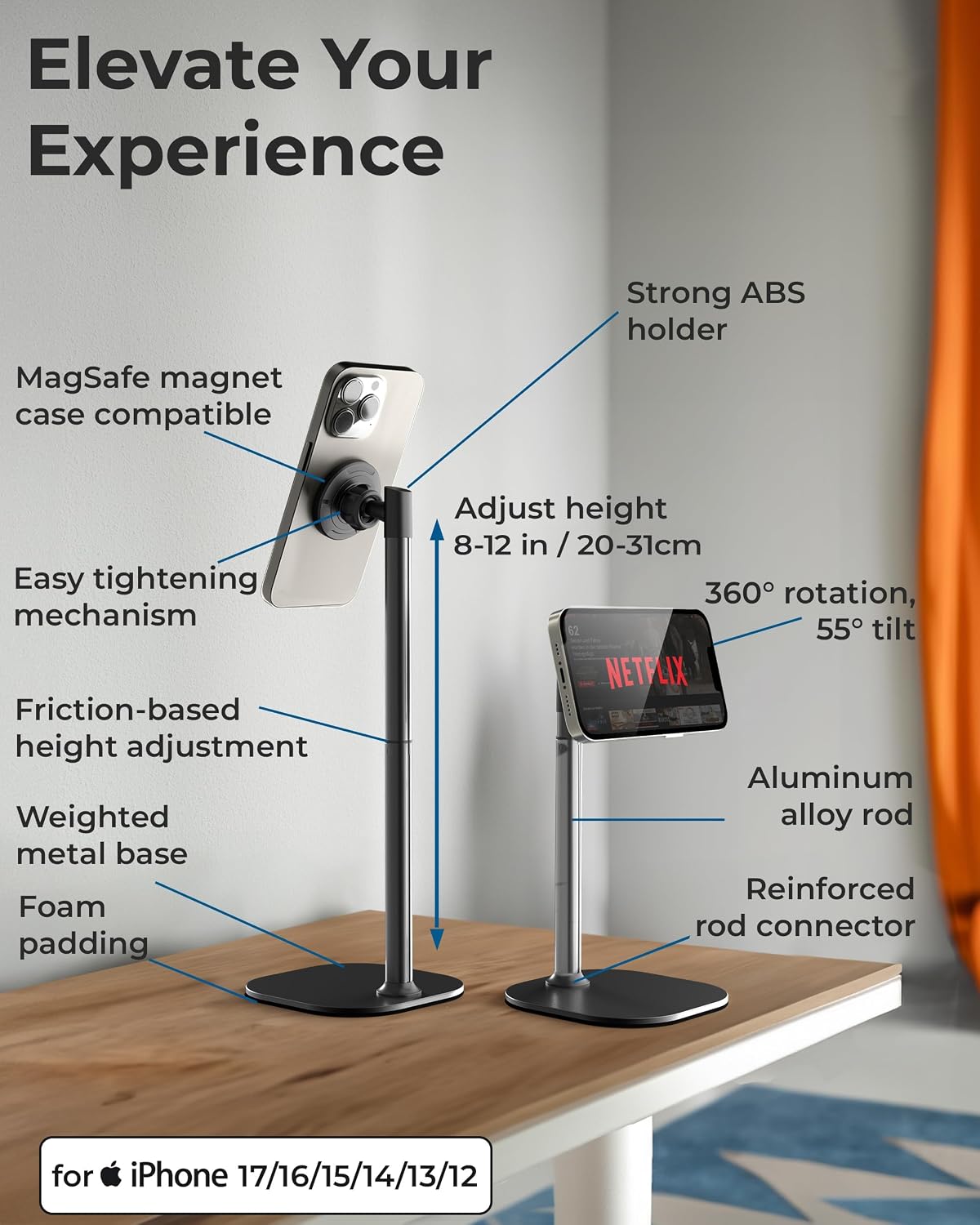 Magstand Adjustable Phone Stand For Desk Foldable Magnetic Iphone Holder
