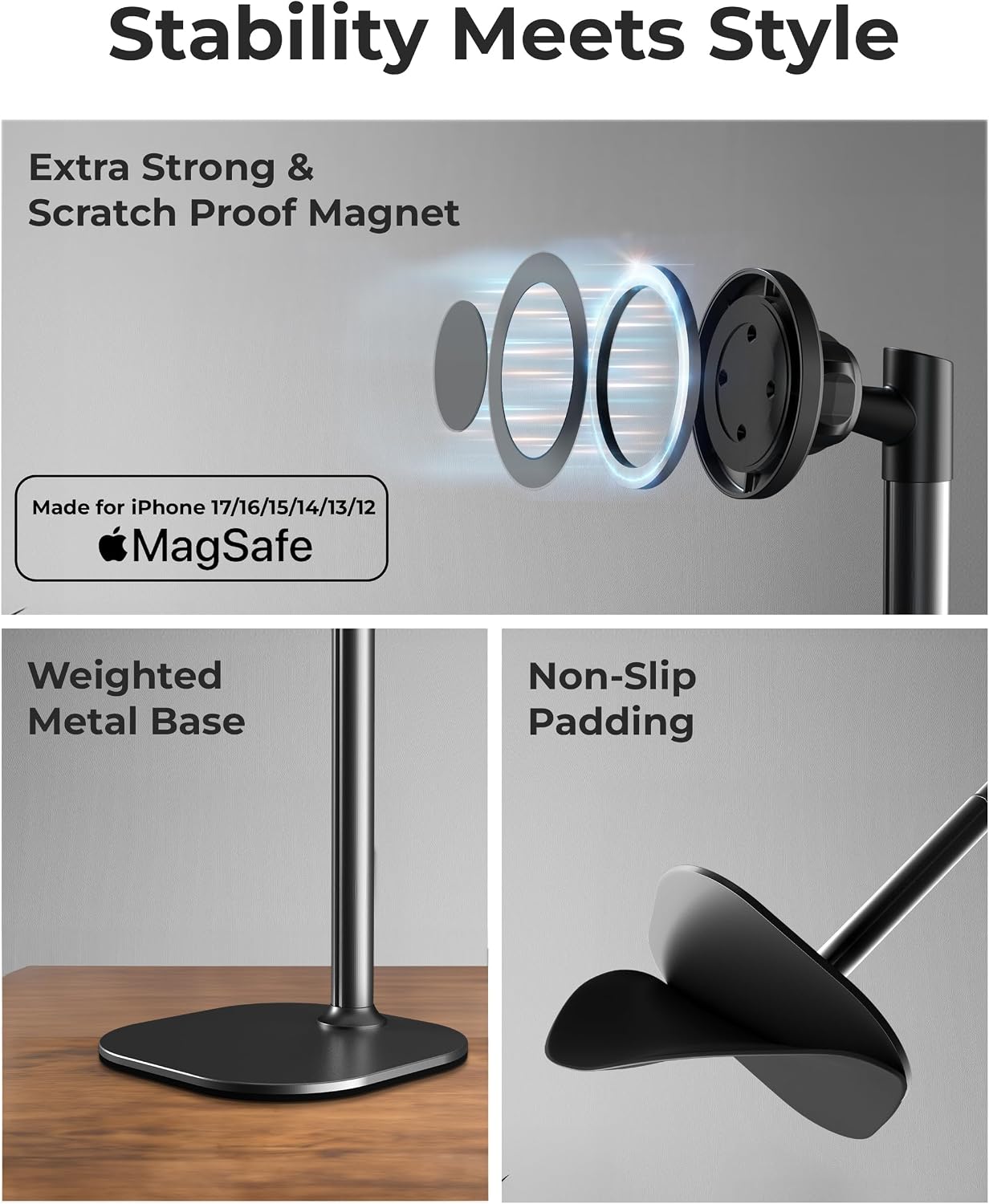 Magstand Adjustable Phone Stand For Desk Foldable Magnetic Iphone Holder